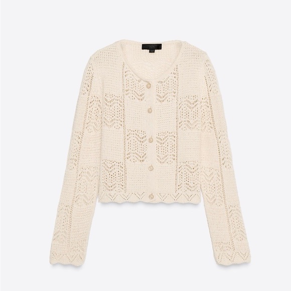 Zara Pointelle Knit Button Cardigan - Picture 7 of 7